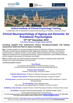 Clinical Neuropsychology of Ageing and Dementia for Practitioner