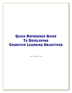 Quick Reference Guide to Developing Cognitive Learning