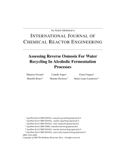 Assessing Reverse Osmosis For Water Recycling In Alcoholic