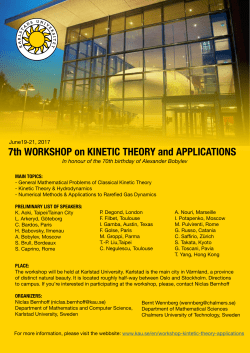 7th WORKSHOP on KINETIC THEORY and APPLICATIONS