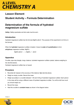 Determination of the formula of hydrated magnesium sulfate