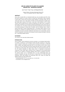 USE OF LIVING POT-PLANTS TO CLEANSE INDOOR AIR