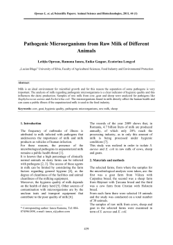 Pathogenic Microorganisms from Raw Milk of Different Animals