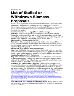 List of Stalled or Withdrawn Biomass Proposals