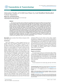 Adsorption Studies of Cd (II) from Water by Acid Modified