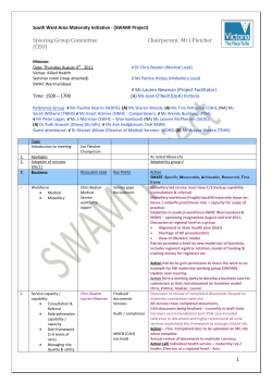 South West Area Maternity Initiative - (SWAMI Project)