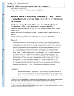 Systemic effects of whole-body cooling to 35&deg;C