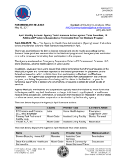 April Monthly Actions: Agency Took Licensure Action against Three