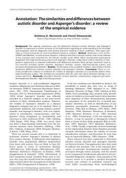 Annotation:The similarities and differences between autistic disorder