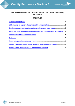 Quality Framework Section 3: The withdrawal