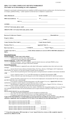 1 IHDA TAX CODE COMPLIANCE REVIEW WORKSHEET (For