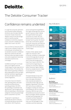 Confidence remains undented The Deloitte Consumer Tracker