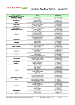 Organic Produce Specs :Vegetables