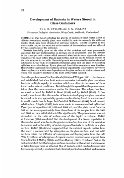 Development of Bacteria in Waters Stored in Glass