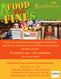 For every non-perishable food item brought to one of the four Mesa