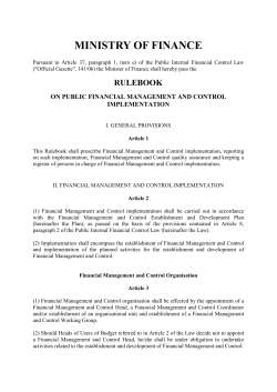 on public financial management and control implementation