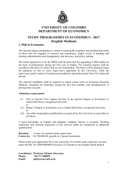 Economics 2017 - University of Colombo
