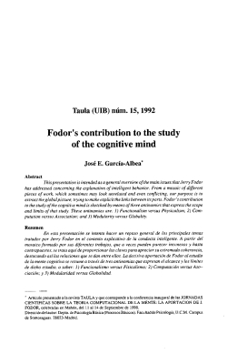Fodor`s contribution to the study of the cognitive mind