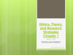 History, Theory, and Research Strategies Chapter 1 (pgs. 3-35)