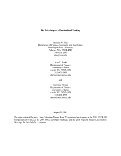 The Price Impact of Institutional Trading Richard W. Sias Department