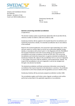 Decision concerning extended accreditation 343