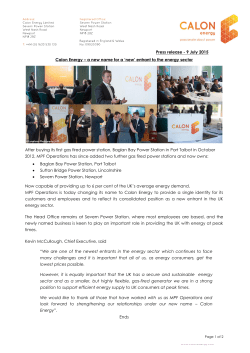 Press release - 9 July 2015 Calon Energy &ndash; a new name for a `new