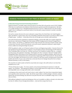 manmade photosynthesis may prove an infinite source of energy