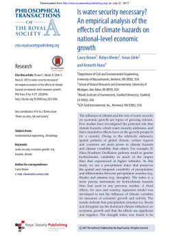 Is water security necessary? An empirical analysis of the effects of