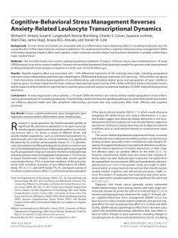 Cognitive-Behavioral Stress Management Reverses Anxiety