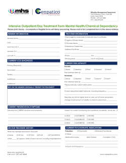 Intensive Outpatient/Day Treatment Form Mental Health/Chemical