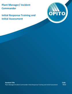 Plant Manager/Incident Commander Initial Response Training
