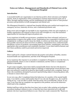 Notes on Culture, Management and Standards of Clinical