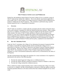Title IV Return of Aid for Leaves and Withdrawals Federal law and