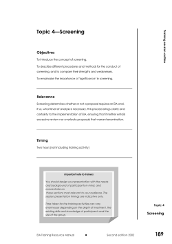 189 Topic 4&mdash;Screening