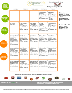 September. Lunch. Menu. Student must choose a FRUIT and/ or a