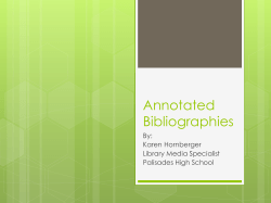 Annotated Bibliographies - Palisades School District