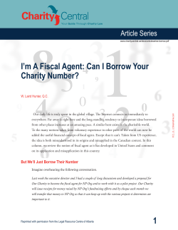 1 I`m A Fiscal Agent: Can I Borrow Your Charity Number?