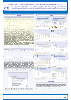 Three Year Outcomes of Early Loaded Implants in Posterior Maxilla