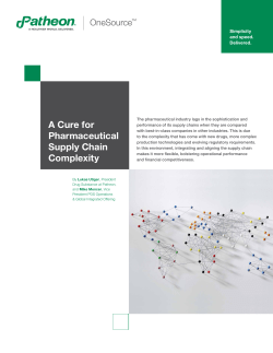 A Cure for Pharmaceutical Supply Chain Complexity