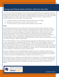 Energy and Climate Goals of China`s 12th Five