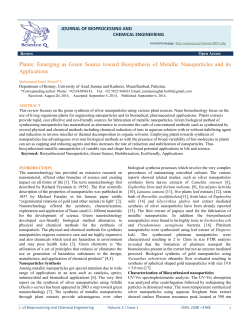 Plants: Emerging as Green Source toward Biosynthesis of Metallic