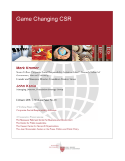 Game Changing CSR - Harvard Kennedy School