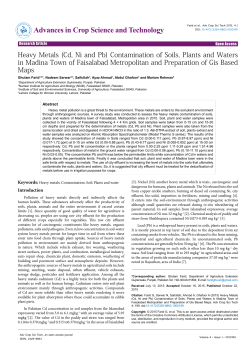 Heavy Metals (Cd, Ni and Pb) Contamination of Soils, Plants and