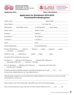 Application 15-16lt - St. Johns Lutheran School in Winston Salem