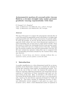 Axisymmetric motion of a second order viscous fluid in a - CIMA-UE