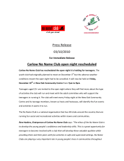 Carlow No Name Club open night rescheduled