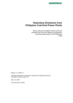 Hazardous Emissions from Philippine Coal
