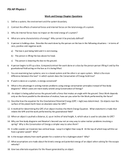 PSI AP Physics I Work and Energy Chapter Questions Define a