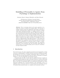 Modelling of Personality in Agents: From Psychology to - DAI