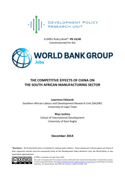 The Competitive Effects of China on the South African Manufacturing